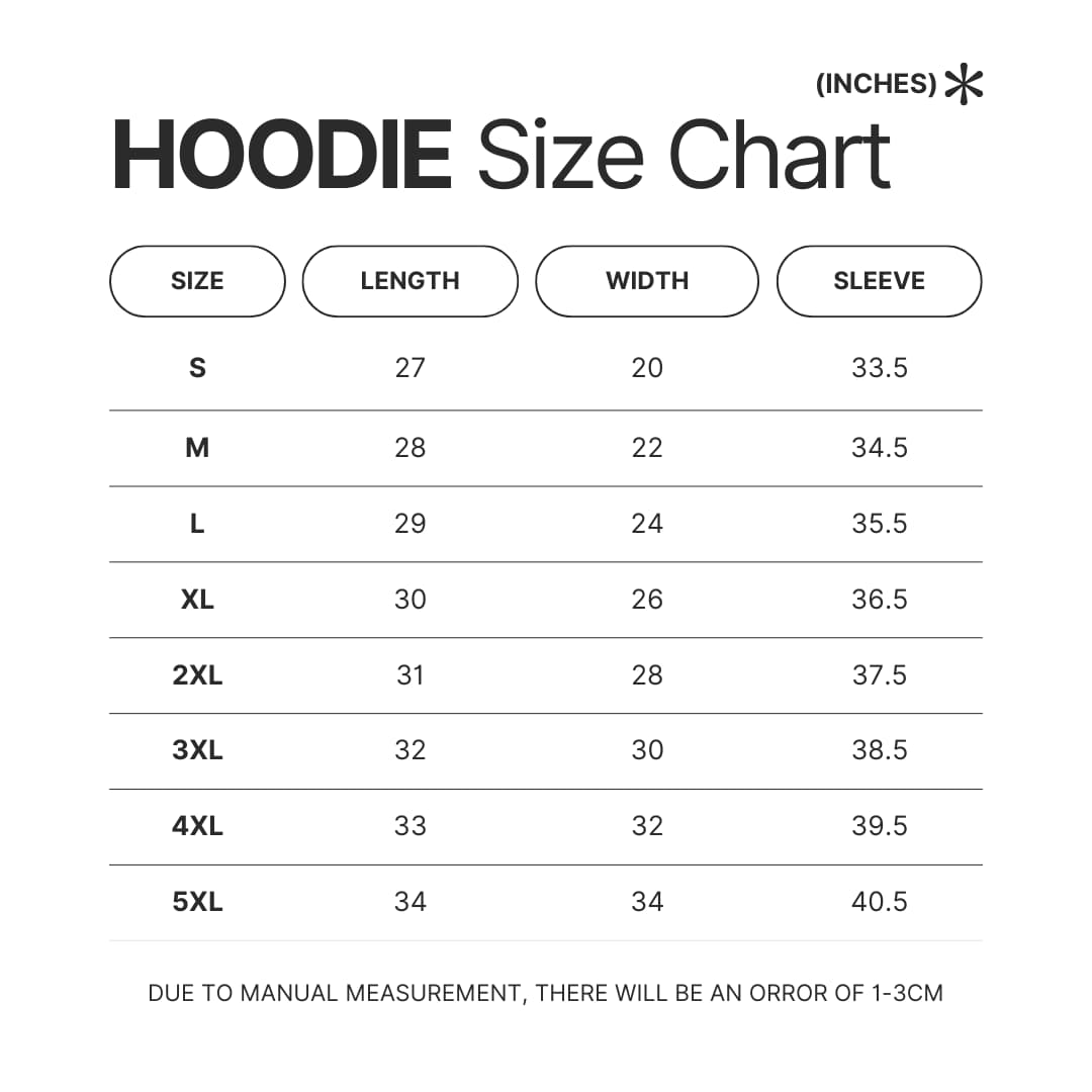 Hoodie Size Chart - Spirited Away Merch