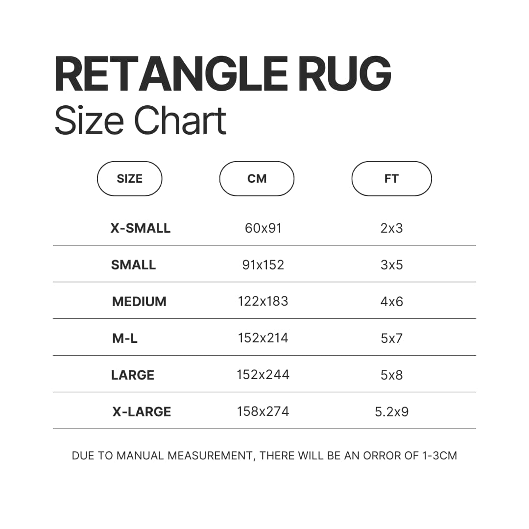 Retangle Rug Size Chart - Spirited Away Merch