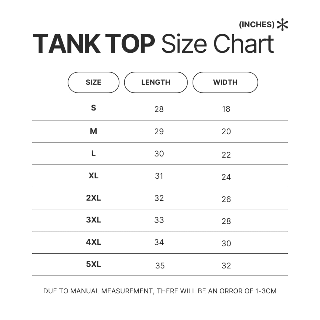 Tank Top Size Chart - Spirited Away Merch