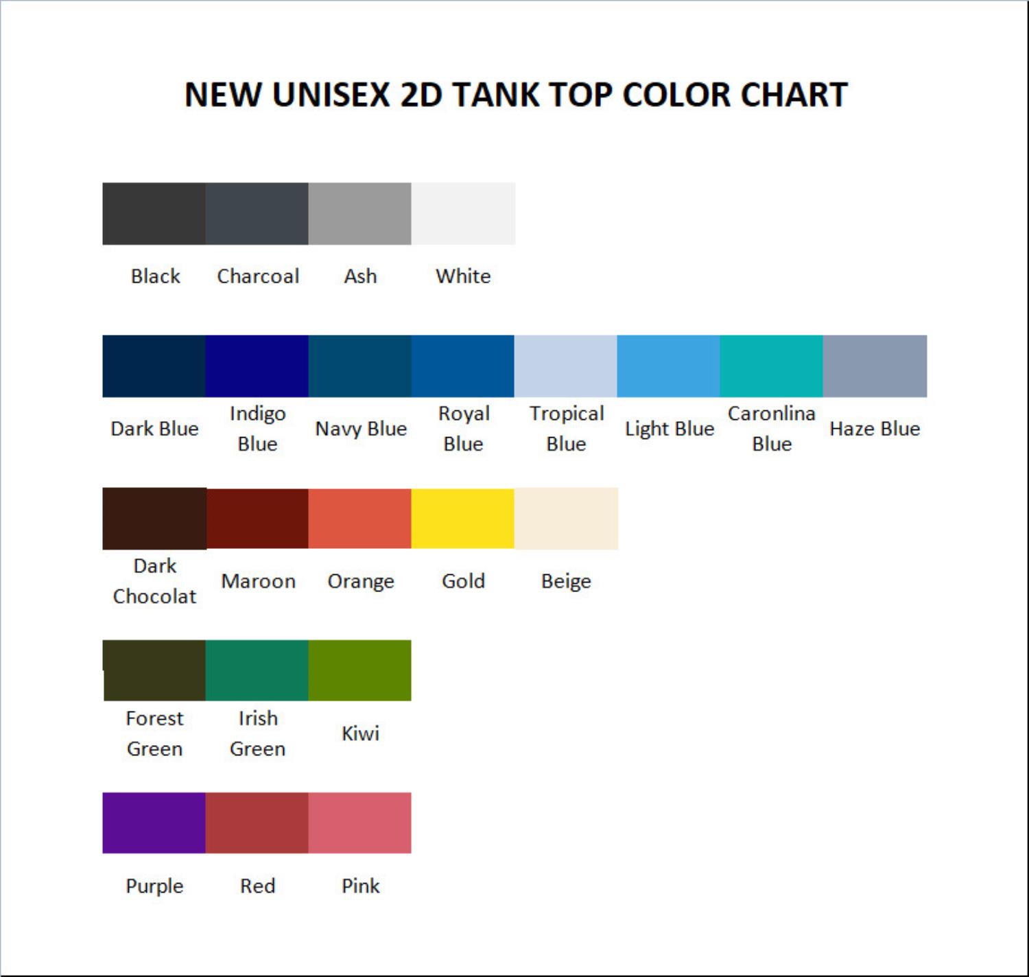 tank top color chart - Spirited Away Merch