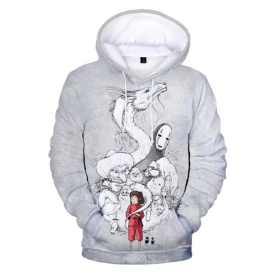 Spirited Away Chihiro No Face and Haku 3D Hoodie - Spirited Away Merch